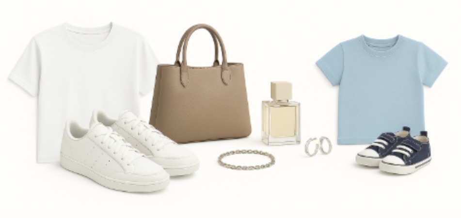 Roupas femininas, masculinas, infantis, moda íntima e moda praia, Calçados, Bolsas, Acessórios e Perfumaria.